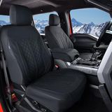 Truckiipa Silverado Stoelhoezen Lederen Voorkant Truck Stoelhoezen Protector Custom Fit voor 2007-2024 Chevy Silverado GMC Sierra 1500, 2015-2024 2500HD 3500HD Dubbele Crew Extended Cab, Front Pair