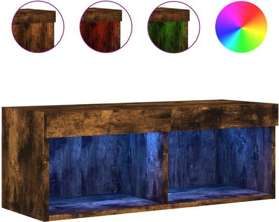 vidaXL Tv-meubel met LED-verlichting 80x30x30 cm gerookt eikenkleurig