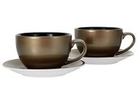 CreaTable, 25850, serie GOLDEN DAYS, zwart, 4-delige serviesset, cappuccinoset van aardewerk, vaatwasser- en magnetronbestendig, kwaliteitsproductie