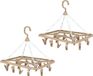 Urban Living Carrousel à linge/séchoir à linge - 2x - 18 clips - beige - plastique - 31 x 33 cm