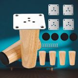Omgoods - Lot de 4 pieds de meubles en bois de 15 cm avec patins antidérapants