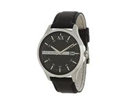 Armani Exchange Herenhorloge, Datumuurwerk met drie wijzers, 46 mm roestvrijstalen behuizing met leren armband, AX2101