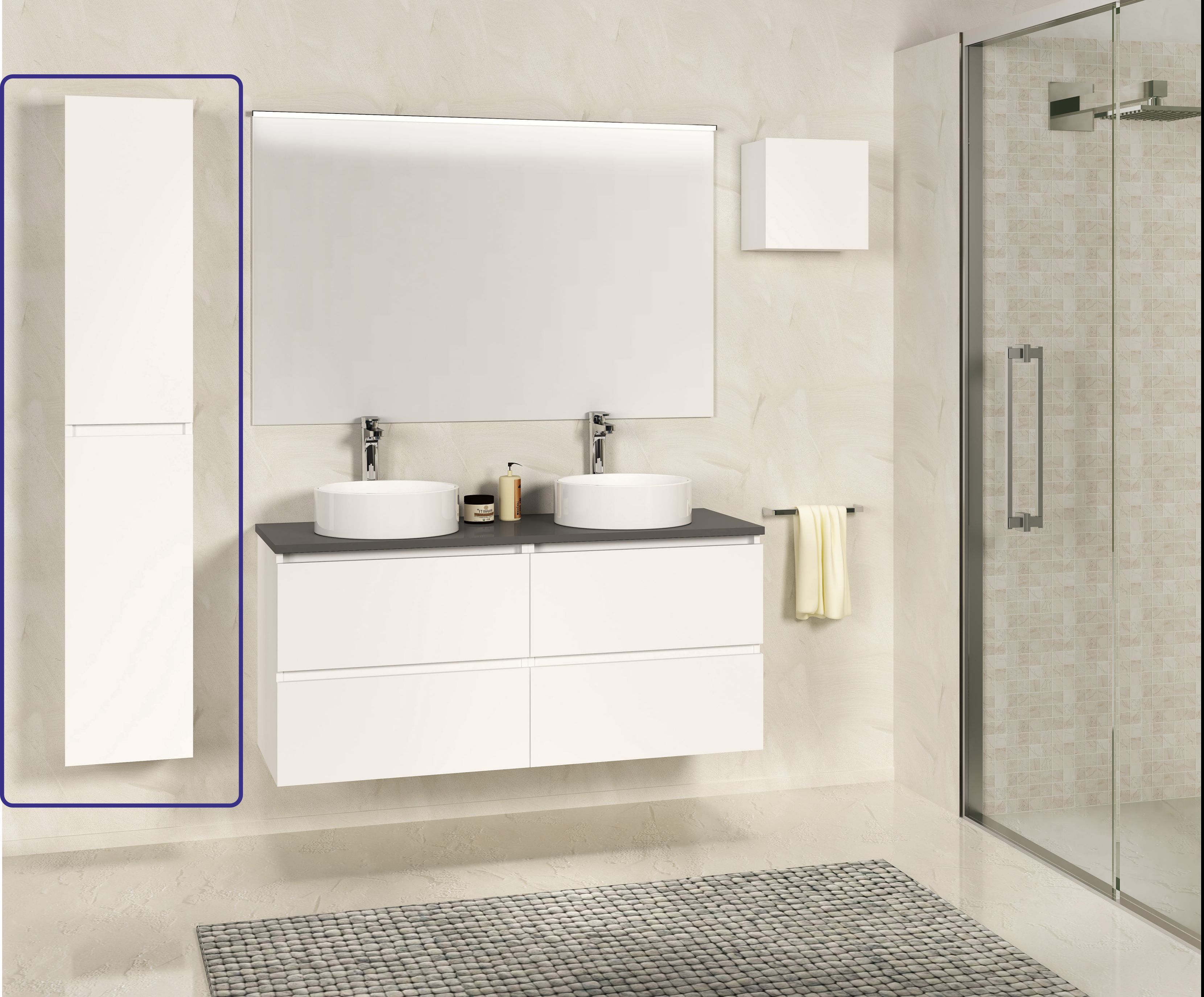 Wiesbaden Excellence Sephia Kolomkast - 140 x 30 x 25 cm - Mat Wit