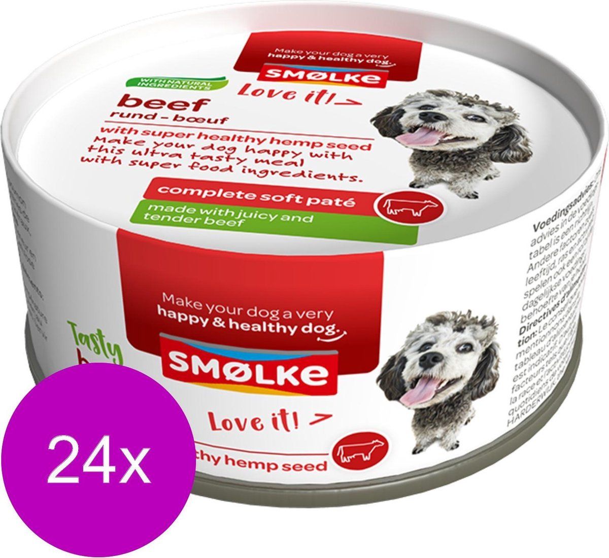 SMOLKE Smølke Hond - Soft Paté Rund - 24 x 125 gr
