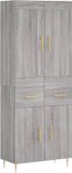 vidaXL Hoge kast 69,5x34x180 cm bewerkt hout grijs sonoma eikenkleurig