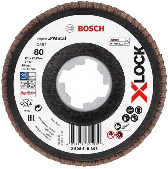 Bosch Accessoires Bosch Lamellenschijf 125mm G80 Fiber schuin X-LOCK