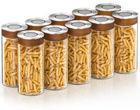 Arendo Pots de stockage, Set de 10, 1300 ml, Verre borosilicaté, Couvercles sous vide