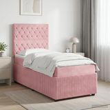 vidaXL Boxspringbed met matras Roze 100 x 200 cm Fluweel