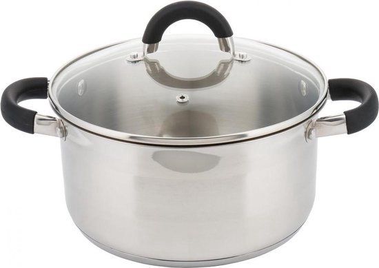 KINGHOFF Kookpan met deksel - 22 cm - 4 liter - RVS - Zilverkleurig - PFAS-vrij