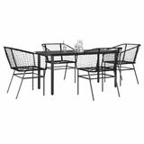 vidaXL 5-delige tuinset van polyrotan met glazen tafel - Zwart