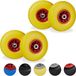 4 roues de chariot - 3.00-4 - pneu en caoutchouc - roulement à billes - axe de 20 mm - jaune-rouge