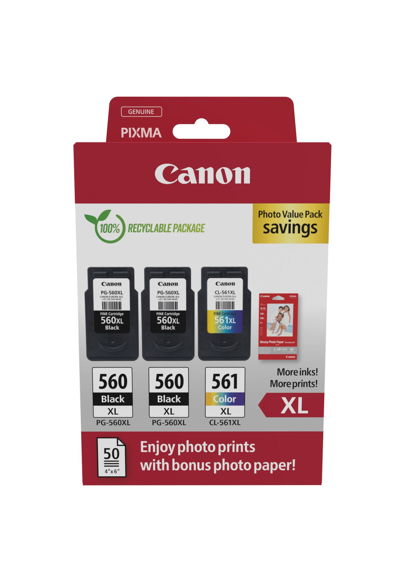 Canon 3712C012 Ink Cartridge Photo Value Pack - Black, Cyan, Magenta, Yellow - 3 Pack