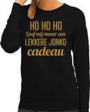 Bellatio Decorations Foute kersttrui/sweater voor dames - Hohoho jonko cadeau - zwart - glitter goud XL