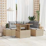 Prolenta Maison Exclusive - Tuinset met 5 delen, beige, van polyrotan