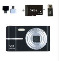 Aiorber Digitale camera 32 GB, 1080P, 50 MP digitale compactcamera voor kinderen, 16x digitale zoom, 2,4-inch scherm, draagbare compactcamera, zwart