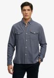Superdry The Merchant Store Lite Overhemd Lange Mouwen Heren XL Katoen Vuursteenblauw