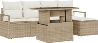 vidaXL Tuinbank Set 6-delig Beige/Crème Polyrattan