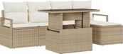 vidaXL Tuinbank Set 6-delig Beige/Crème Polyrattan