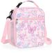 Sans marque Petit sac à lunch isolé pour enfants - Étanche - Avec imprimé papillon coloré - Pour l'école et le pique-nique - Rose