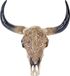 Mendler Decoratieve schedel 65 cm HWC-T454, Polyhars Stier Bulle Longhorn Hoofd Trofee met Tribal, In-/Outdoor