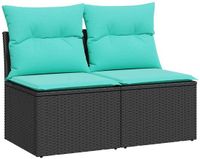 vidaXL 2-delige Loungeset met Kussens Poly Rattan Acacia Zwart