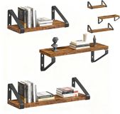 Merkloos Relaxdays Wandplankenset - Set van 6 - 30, 35, 40 cm - Bruin
