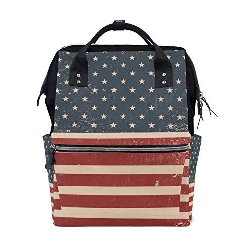 MONTOJ Amerikaanse Vlag Canvas Rugzak Travel Campus Rugzak