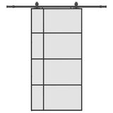 vidaXL Schuifdeur met beslagset, 102,5x205 cm, ESG glas, zwart