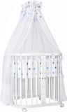Waldin lit bébé 7-en-1 en bois avec matelas, roues et barreaux, blanc