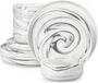 MALACASA, set de vaisselle de 12 pièces en porcelaine, set combiné pour table, composé de 4 assiettes plates, 4 assiettes à dessert et 4 bols, de couleur marbre gris