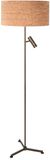 Steinhauer Vloerlamp Stang 4841BR met leeslicht, brons, 145 cm hoog en 40 cm diameter, natuurlijk beige kurk, eigentijds design