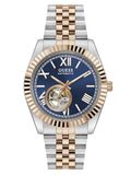 Guess Connoisseur GW0984G5 Heren roestvrij staal 42mm tweekleurig 5 bar horloge met blauwe wijzerplaat