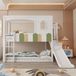 Maison lit enfant lit avec deux niveaux - 90 x 200 cm - Maison lit en bois massif - Avec toboggan - Avec escalier - Avec barrières de sécurité - Blanc