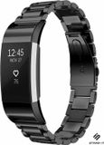 Strap-it Stalen Smartwatch bandje - Geschikt voor Fitbit Charge 2 - Zwart