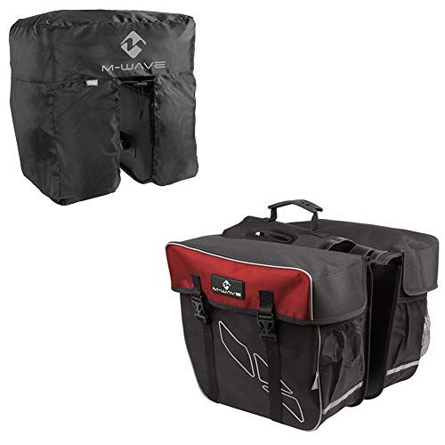 M-Wave Amsterdam Double bagagedragertas incl. regenkap - Zwart/Rood