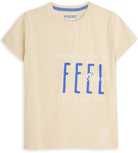 4PRESIDENT T-shirt jongens - Bleached Sand - Maat 152