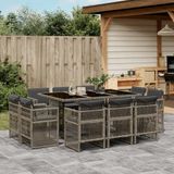 Prolenta Maison Exclusive Tuinset voor buiten, 11-delig, met kussens, grijs, van polyrotan
