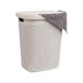Mind Reader 50L slanke wasmand, kledingmand, deksel, rieten ontwerp, kunststof, 44,83 cm L x 34,92 cm B x 53,34 cm H, ivoor