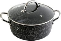 WECOOK! Granieten kookpan, 24 cm, 4,2 L, Inductie, Glazen Deksel, Anti-aanbaklaag