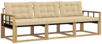 vidaXL Buiten bankenset 3 st Wit en Beige