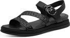 Tamaris Dames Plateau Sandalen Zwart Leer Gesp 38
