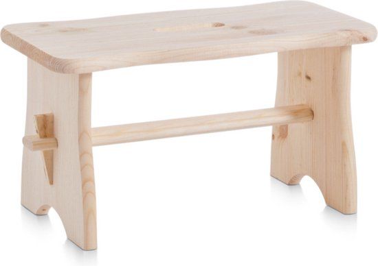 Zeller Houten voetenbankje/krukje 39 x 19 x 21 cm Beige