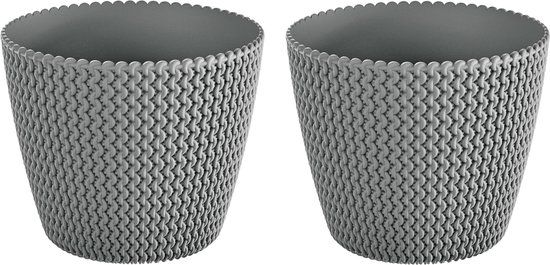 Prosperplast Splofy Plant Pot - 2x - Light Grey - D22 x H19 cm - Indoor/Outdoor