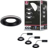 Paulmann LED-inbouwlamp Sormus Set van 3 IP65 rond 100 mm 3x4,8W 3x300lm 230V 3000K Zwart