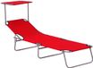 Outsunny Chaise longue Métal Rouge