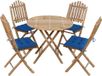 vidaXL Ensemble de jardin pliable en bambou 5 pièces avec coussins