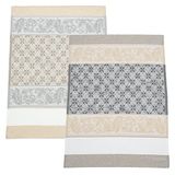 Filet - Set van 2 keukendoeken van jacquard met inzetstuk van Aida-stof, 55 gaten voor borduren, ideaal voor het drogen van servies, gemaakt in Italië, Arabisch design, kleur zwart en touw