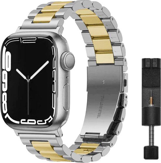 ColorMoodz Luxe Metalen Watch Bandje Apple Watch 42/44/45mm - Zilvergoud