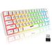 CROSS ZEBRA Toetsenbord Gaming Draadloos, 61 Toetsen Bluetooth 5.0 + 2.4G Dual-Mode Rainbow Backlit Ergonomisch Ultracompact Stil 60% Toetsenbord met Oplaadbare Batterij voor Windows Mac PC PS4 Gamer, Wit