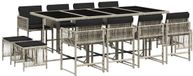 vidaXL 13-delige tuinset met kussens, lichtgrijs, polyrotan